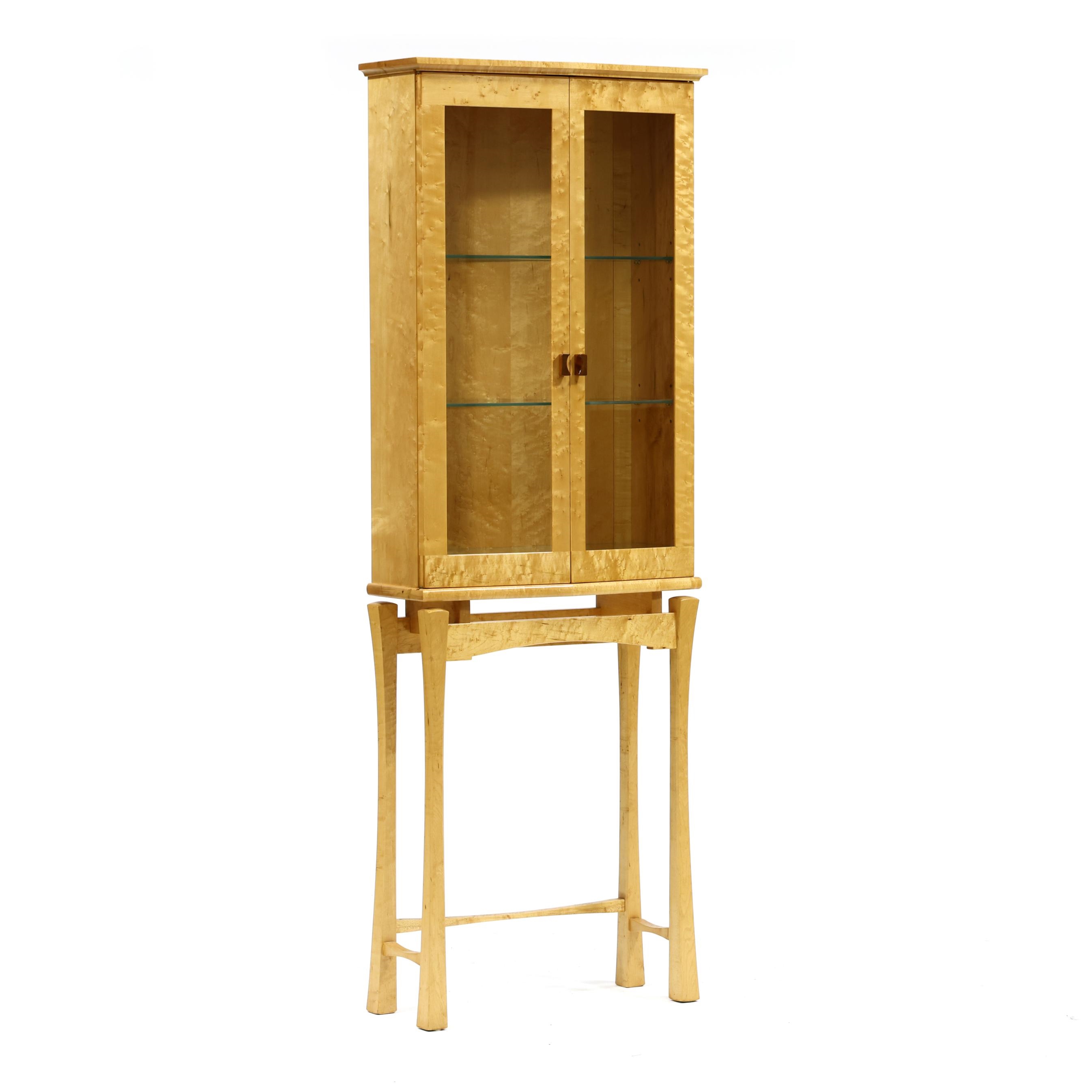 Artwork by Mark Nelson, American Craft Birds-Eye-Maple Display Cabinet, Made of Glazed