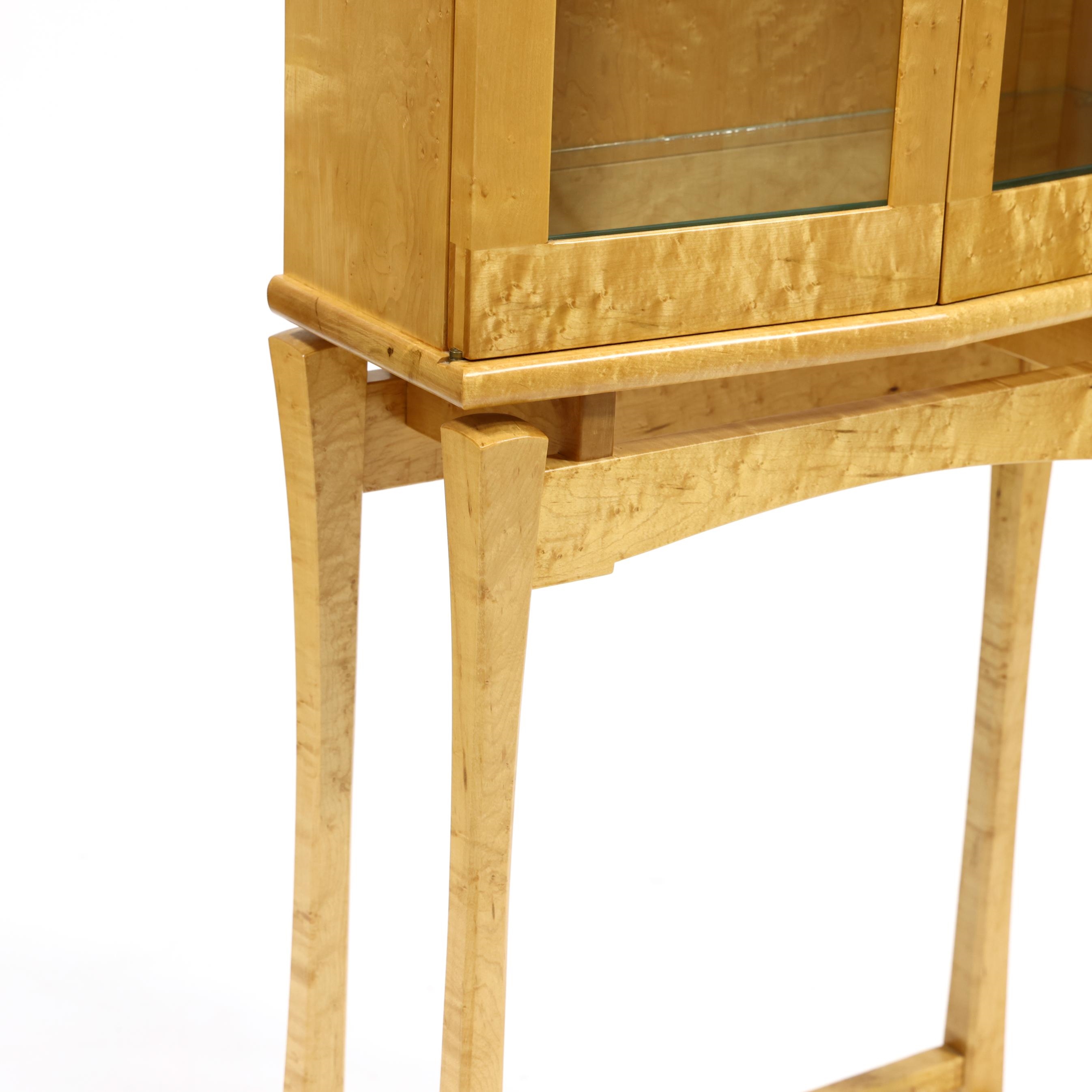 Artwork by Mark Nelson, American Craft Birds-Eye-Maple Display Cabinet, Made of Glazed