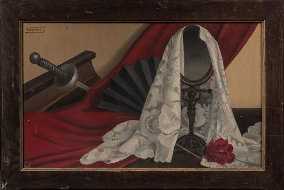 Alphonse Antoine RODET (1890-1975). Dentelle et oeillet. Huile sur carton. Signé en haut à gauche. Contresigné au dos. 52 x 85 cm. OH by Alphonse Antoine Rodet