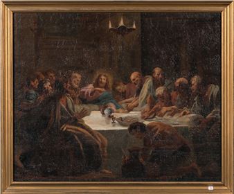 Ecole FRANCAISE du XVIIIème siècle, atelier de Jean Baptiste JOUVENET La Cène Toile 79 x 99cm. Restaurations et - Jules Hardouin Mansart