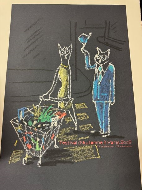 Artwork by Alain Séchas, After Alain SECHAS Lithograph in color, for the Festival d'Automne à Paris 2002, numbered 78/180 lower left, and signed lower right 70 x 50 cm (Ref 113, Made of Lithograph in color