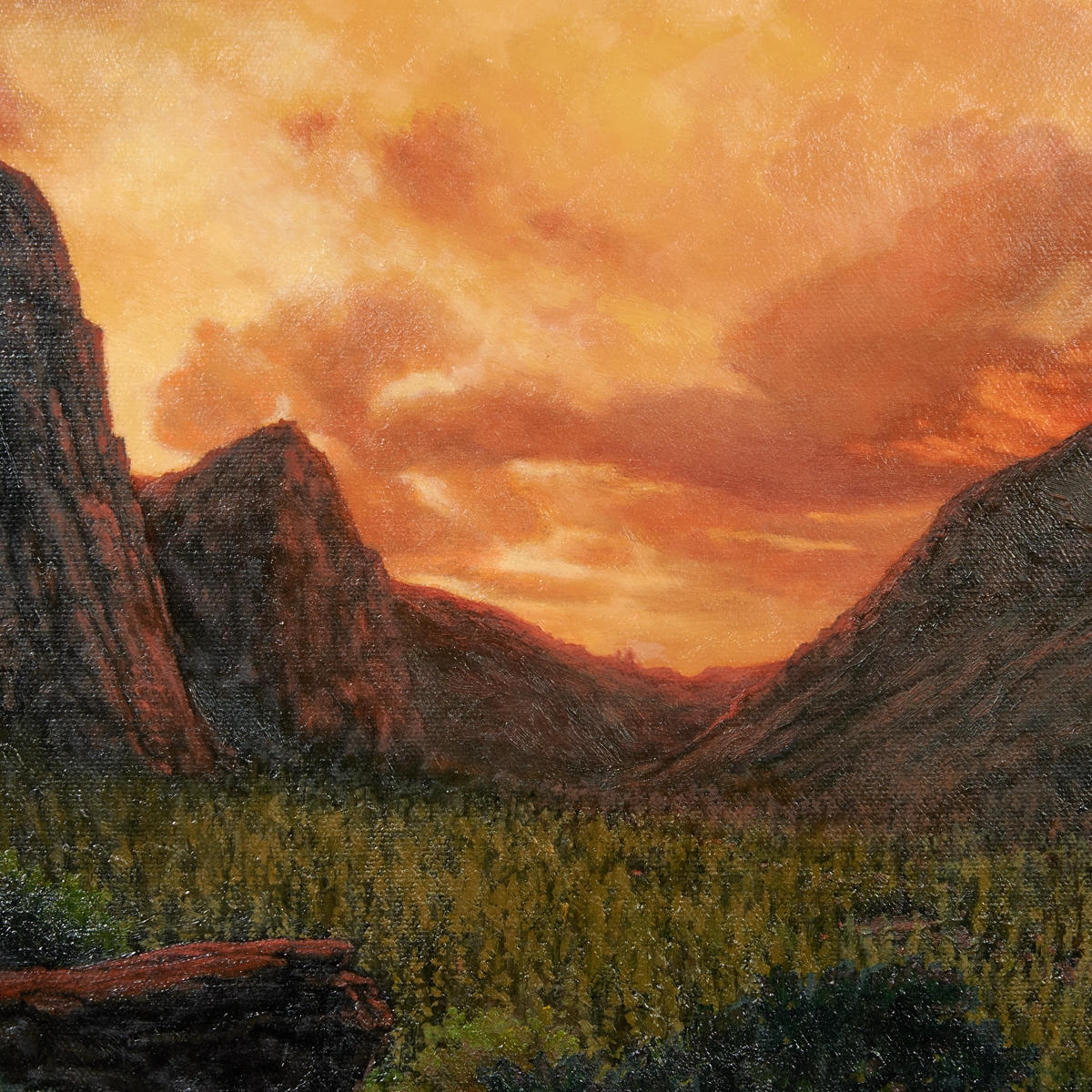 Artwork by Bradley W. Giles, El Capitan Firefall, Made of oil on canvas
