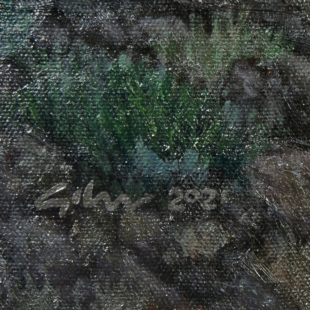 Artwork by Bradley W. Giles, El Capitan Firefall, Made of oil on canvas