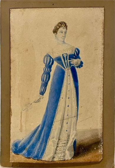 Woman in a blue Renaissance dress - Auguste Garnerey