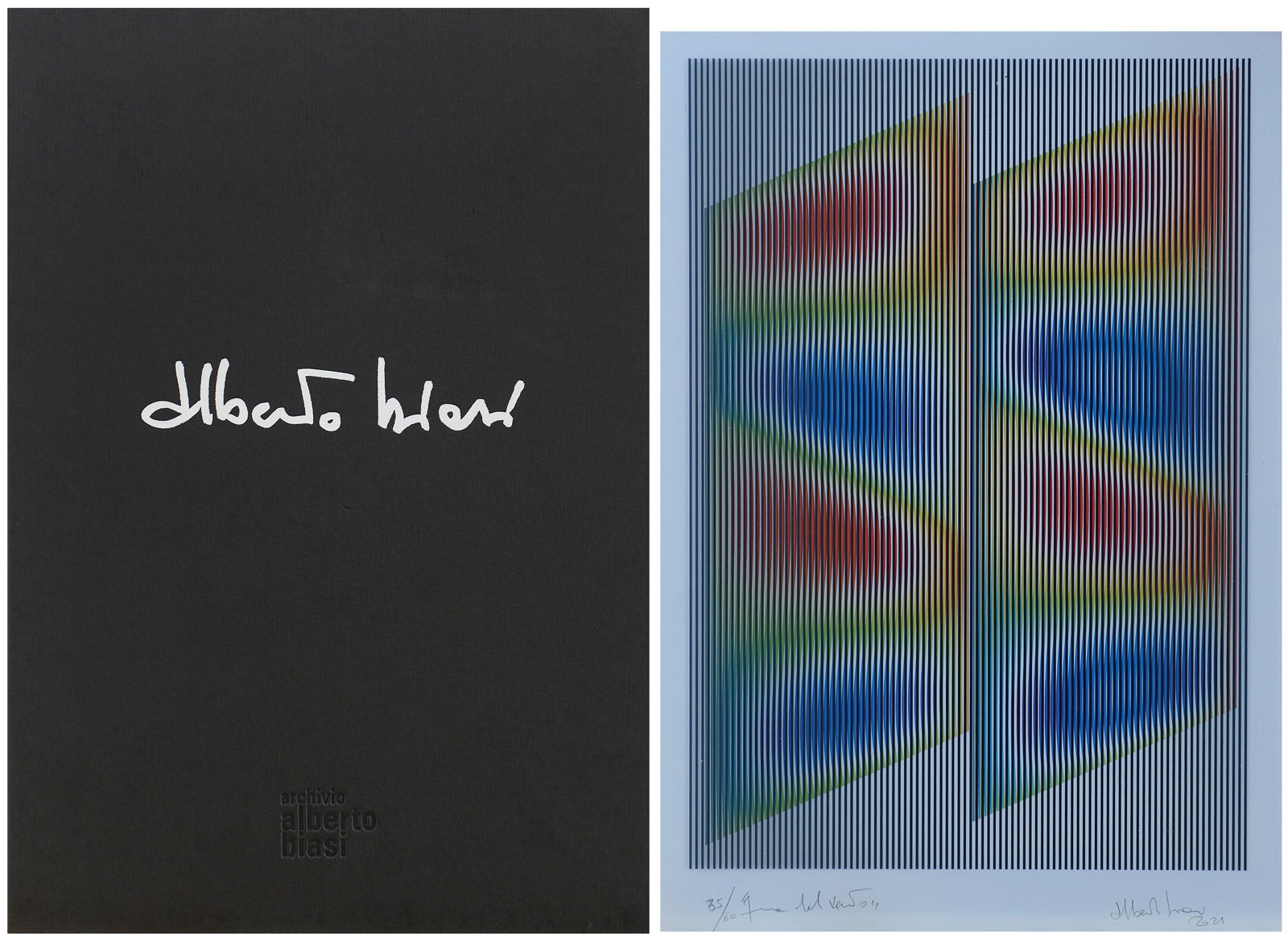 Artwork by Alberto Biasi, Shape of the Wind, Made of double print on cardboard and plexiglass