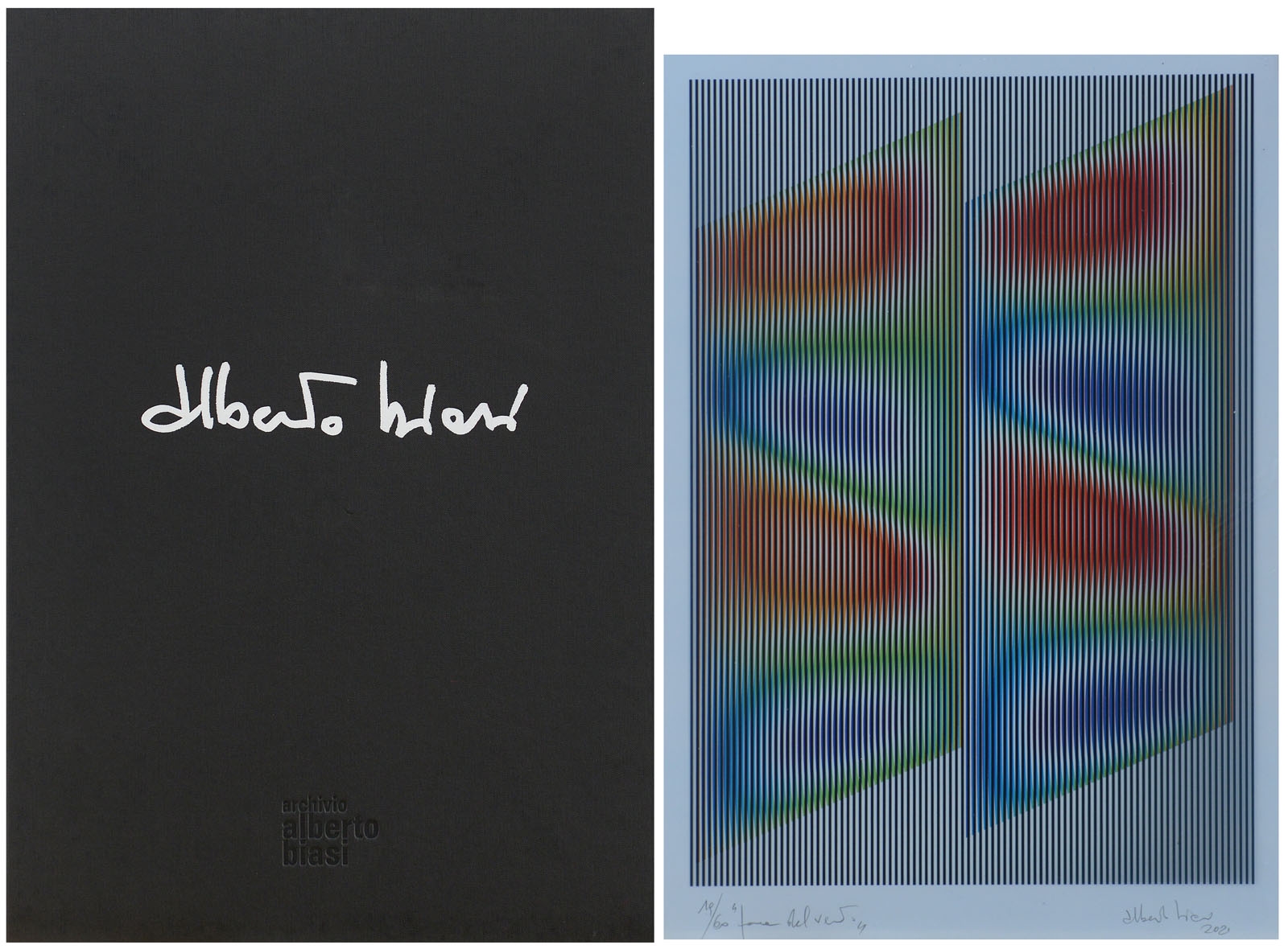 Artwork by Alberto Biasi, Shape of the Wind, Made of double print on cardboard and plexiglass