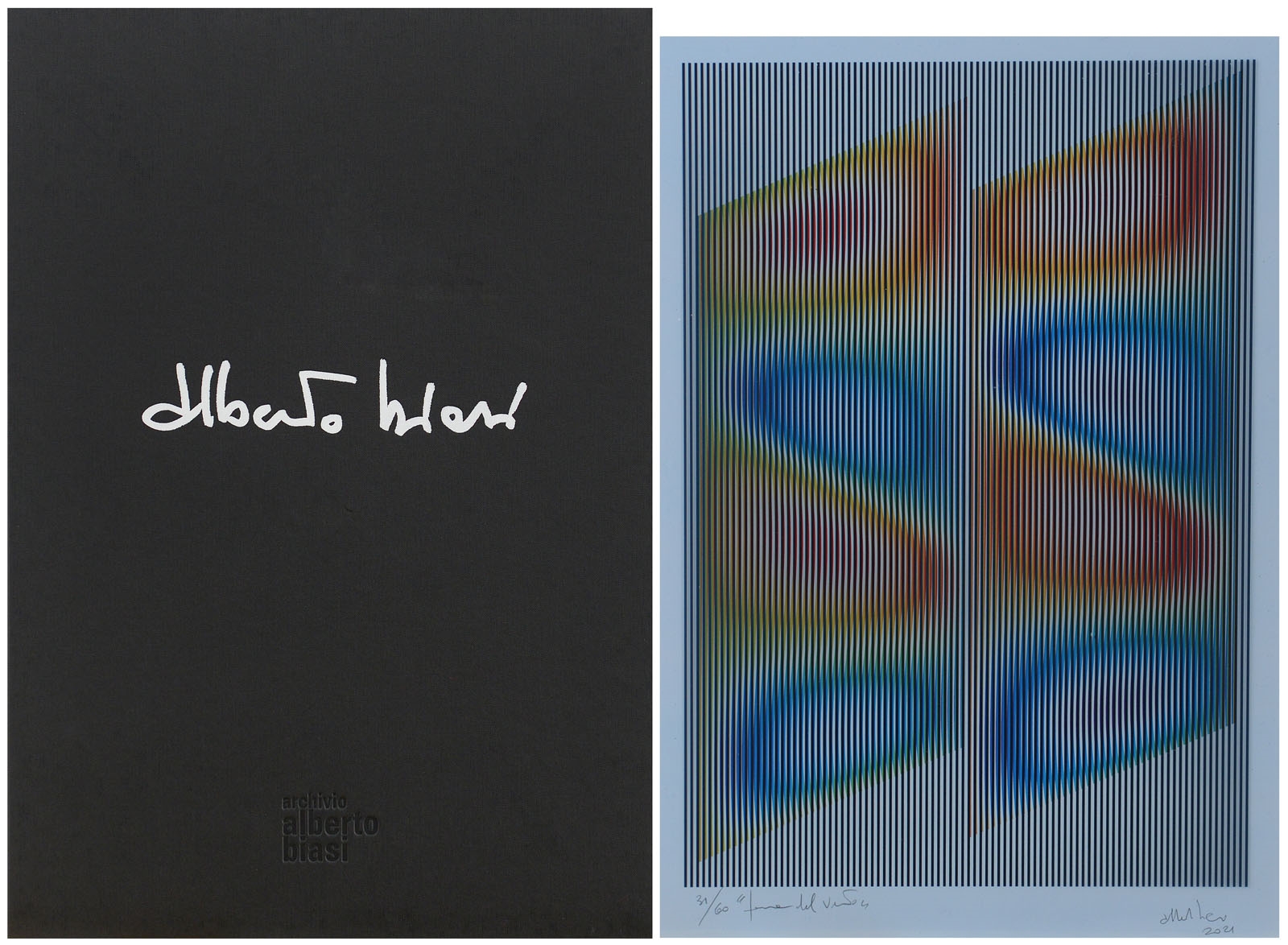 Artwork by Alberto Biasi, Shape of the Wind, Made of double print on cardboard and plexiglass