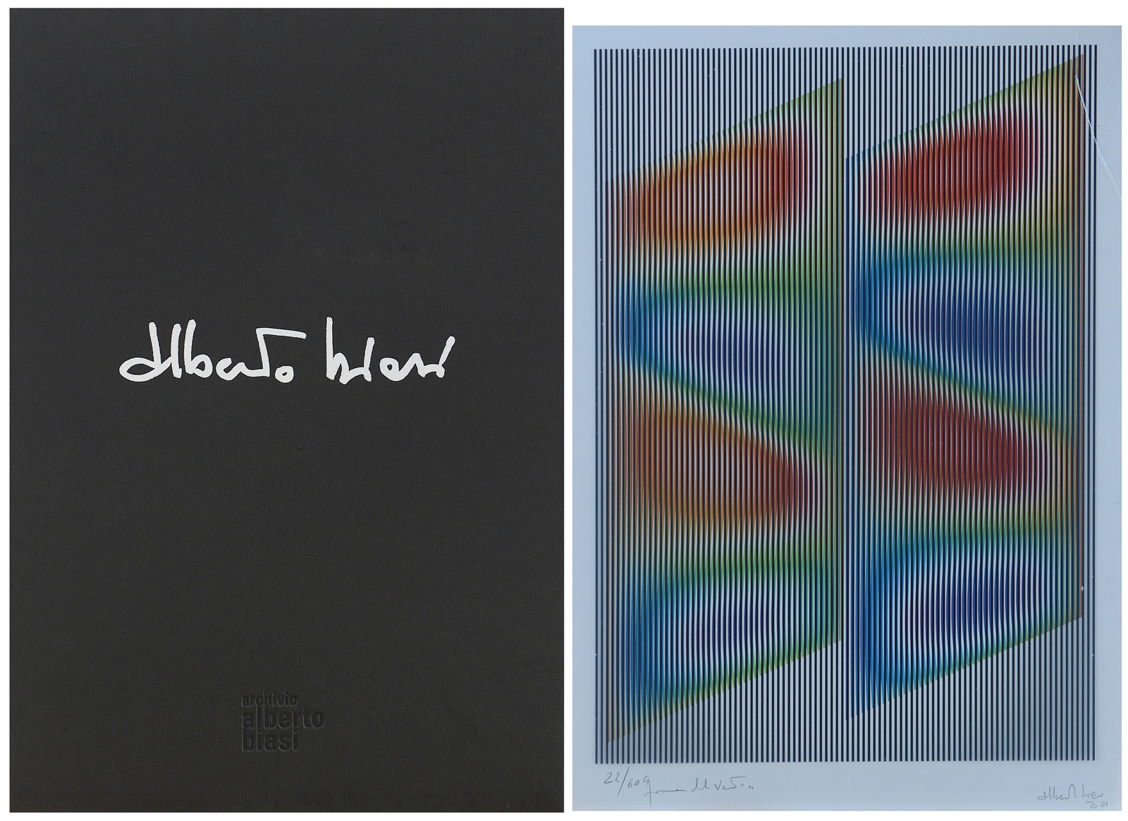 Artwork by Alberto Biasi, Shape of the Wind, Made of double print on cardboard and plexiglass