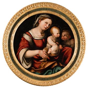GIROLAMO GENGA Urbino, Italy (1476) / La Valle, Italy (1551) "The Virgin with Child and Saint John" - Girolamo Genga