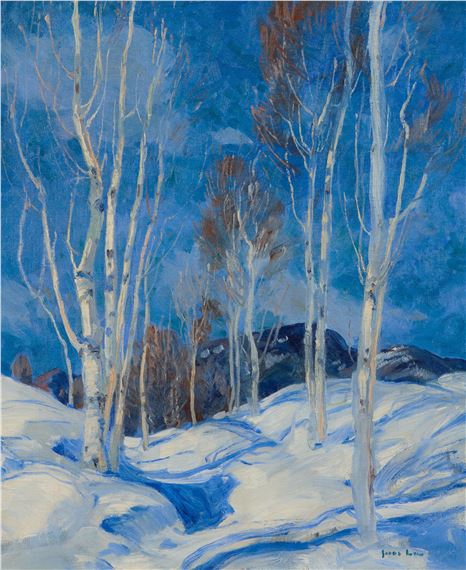 Birch Trees in Snowy Woods by Jonas Lie