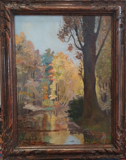 Artwork by Roger-Charles Halbique, Landscape with undergrowth, Made of Oil on canvas
