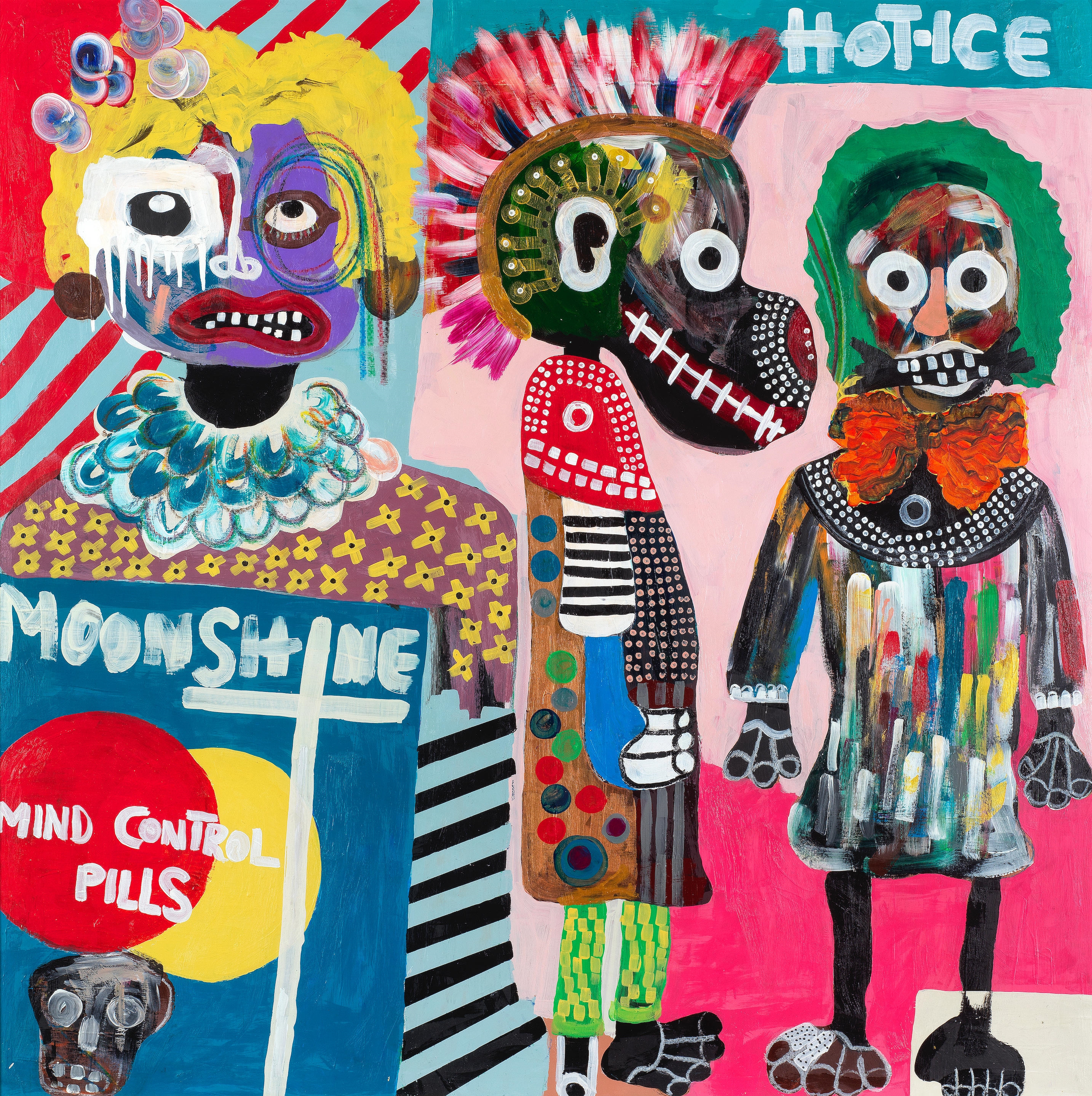 Artwork by Kojo Marfo, Dynamics of Love and Happiness, Made of acrylic on paper board