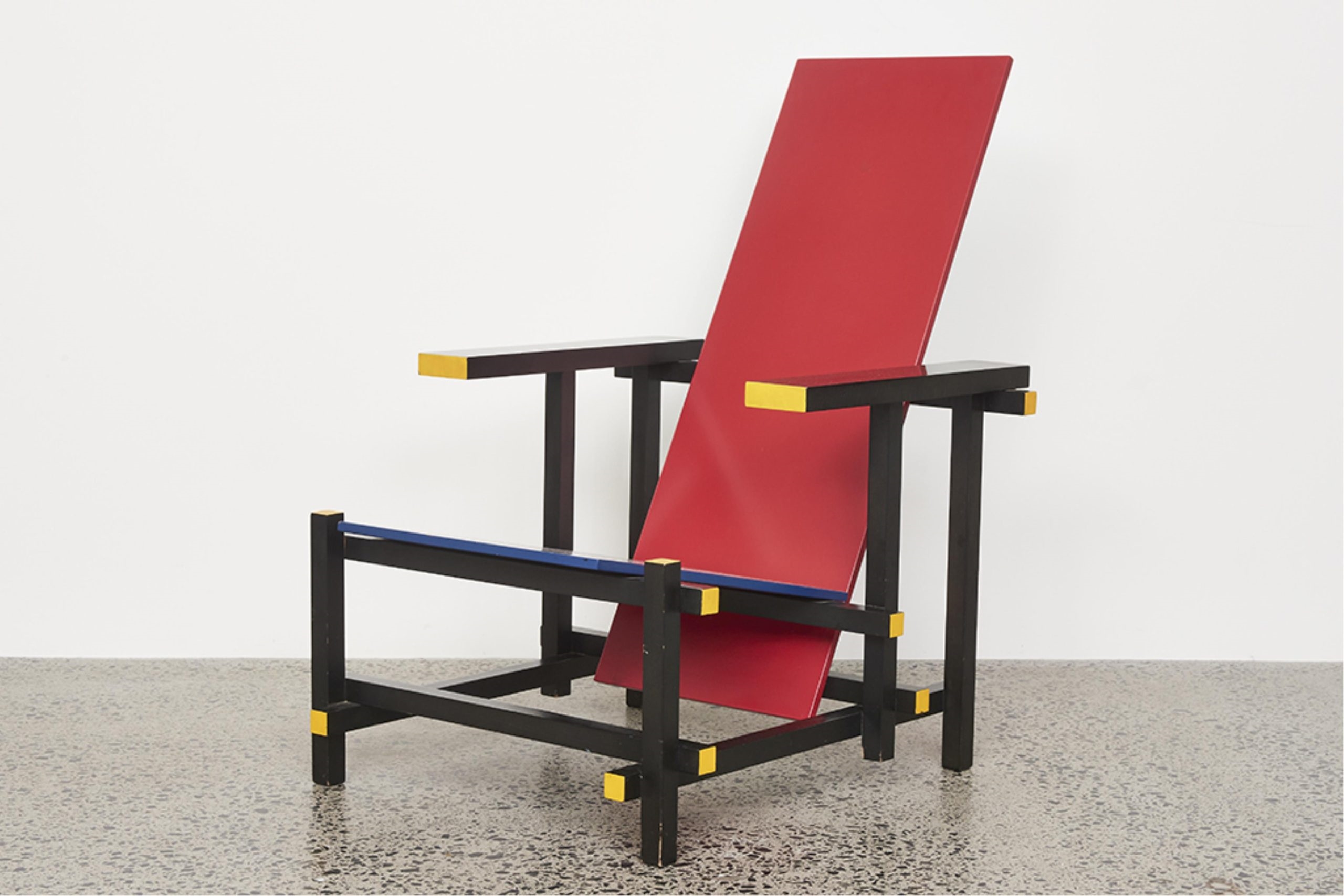 Artwork by Gerrit Rietveld, Red and Blue Chair, Made of painted and lacquered wood