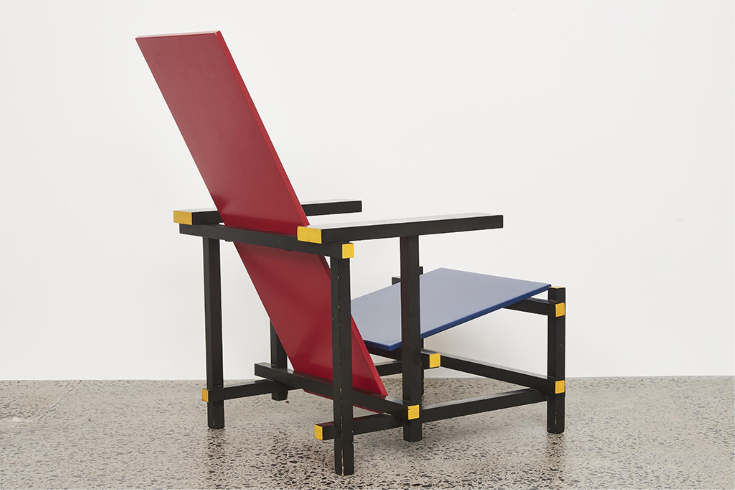 Artwork by Gerrit Rietveld, Red and Blue Chair, Made of painted and lacquered wood