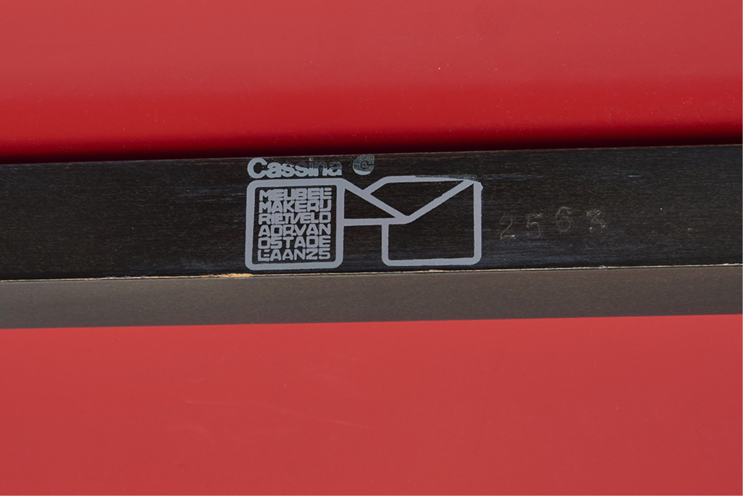 Artwork by Gerrit Rietveld, Red and Blue Chair, Made of painted and lacquered wood