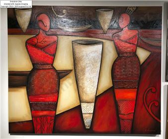 Kathryn Furiss - "Collectors Arrival" - Mixed Media on Canvas - Kathryn Furiss