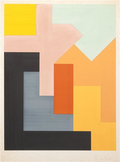 STUART SHEDLETSKY, COMPOSITION, SCREENPRINT ON ARCHES by Stuart Shedletsky, 1981