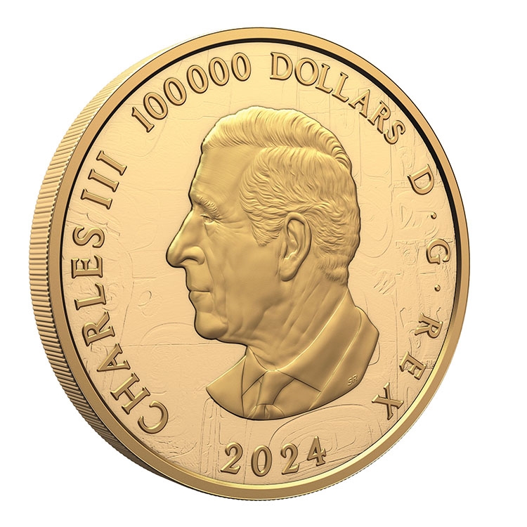 Artwork by James Hart, The Dance Screen (The Scream Too, Made of 10-kilogram 99.99% pure Canadian gold coin with responsibly sourced New Zealand abalone inlays