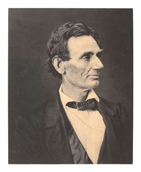 Abraham Lincoln
[LINCOLN, Abraham (1809-1865)]. HESLER, Alexander (1823-1895), photographer. Mammoth plate platinum photograph of Abraham Lincoln. George B. Ayres, printer, 1897 - Alexander Hesler