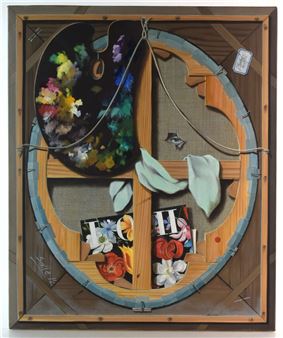 Dos de tableau à vue ovale - Jacques Breteau