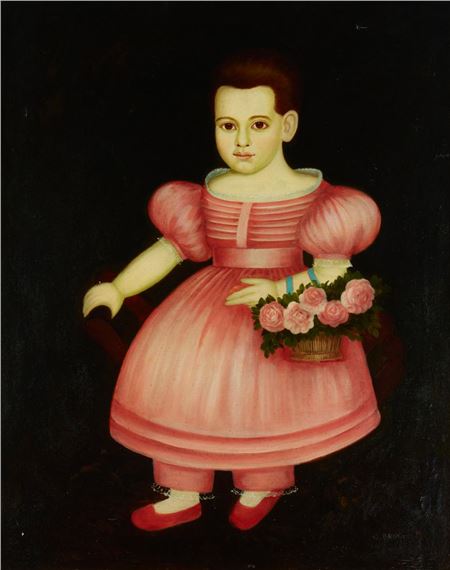 Young girl in a pink dress - Milton W. Hopkins