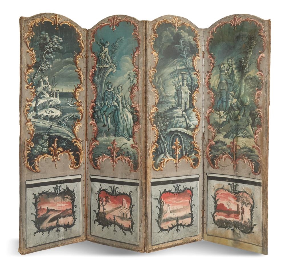 French School, 18th Century | French Rococo Four-Panel Screen | MutualArt