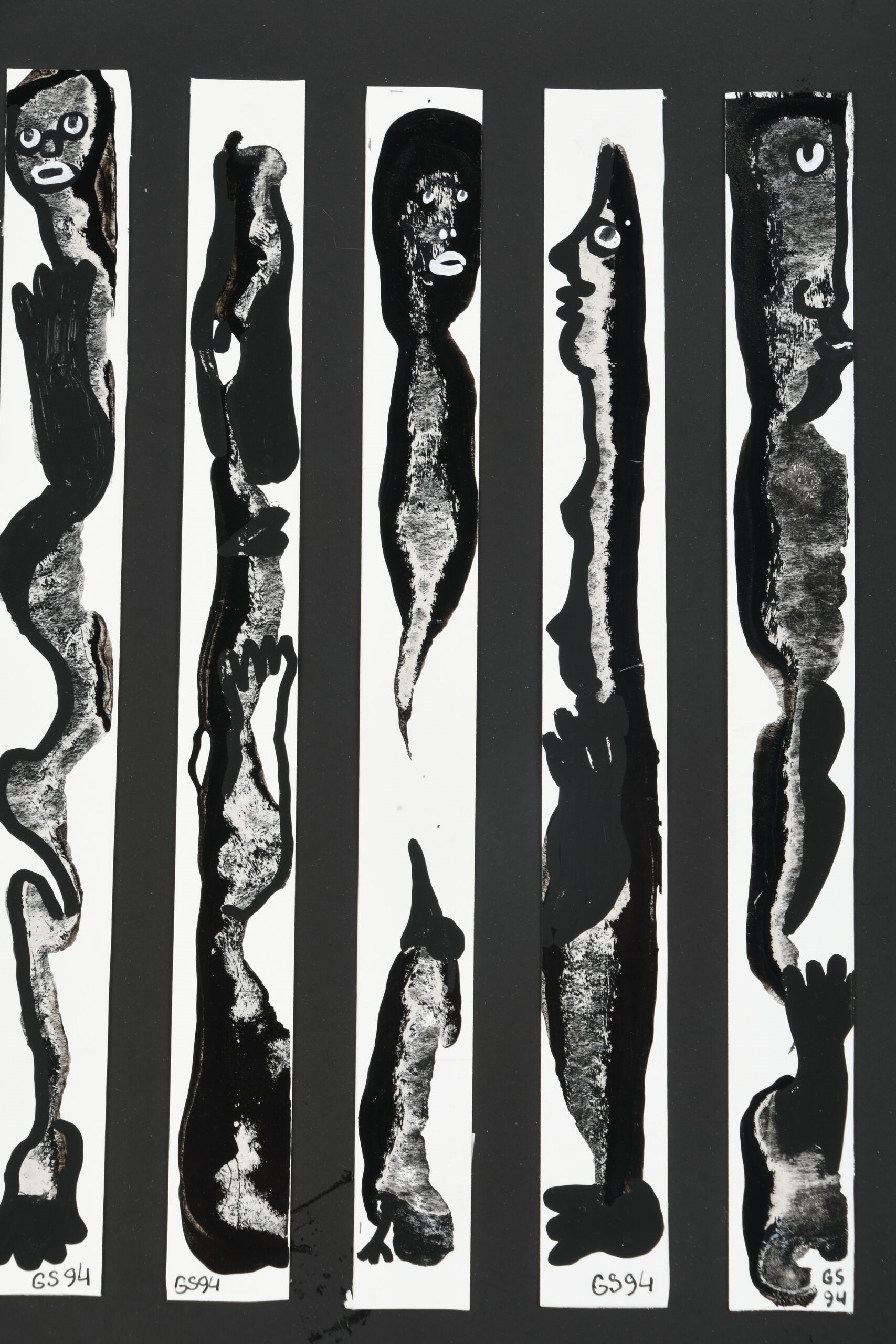 Artwork by Gérard Sendrey, personnages et compositions Quatre œuvres en technique mixte de collage et peinture, Made of Paint on paper