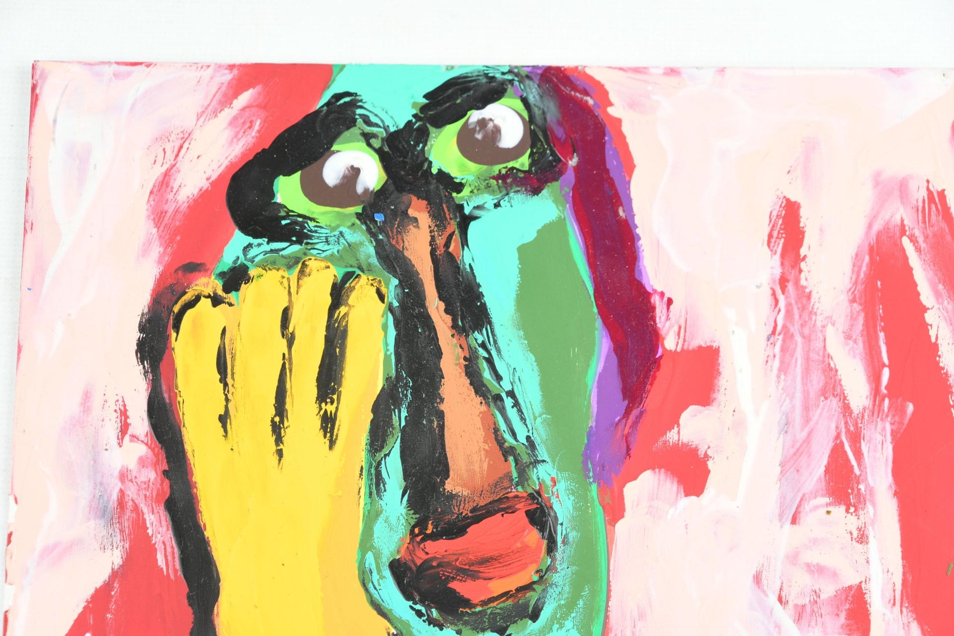 Artwork by Gérard Sendrey, personnage aux mains jaune, Made of Paint on paper