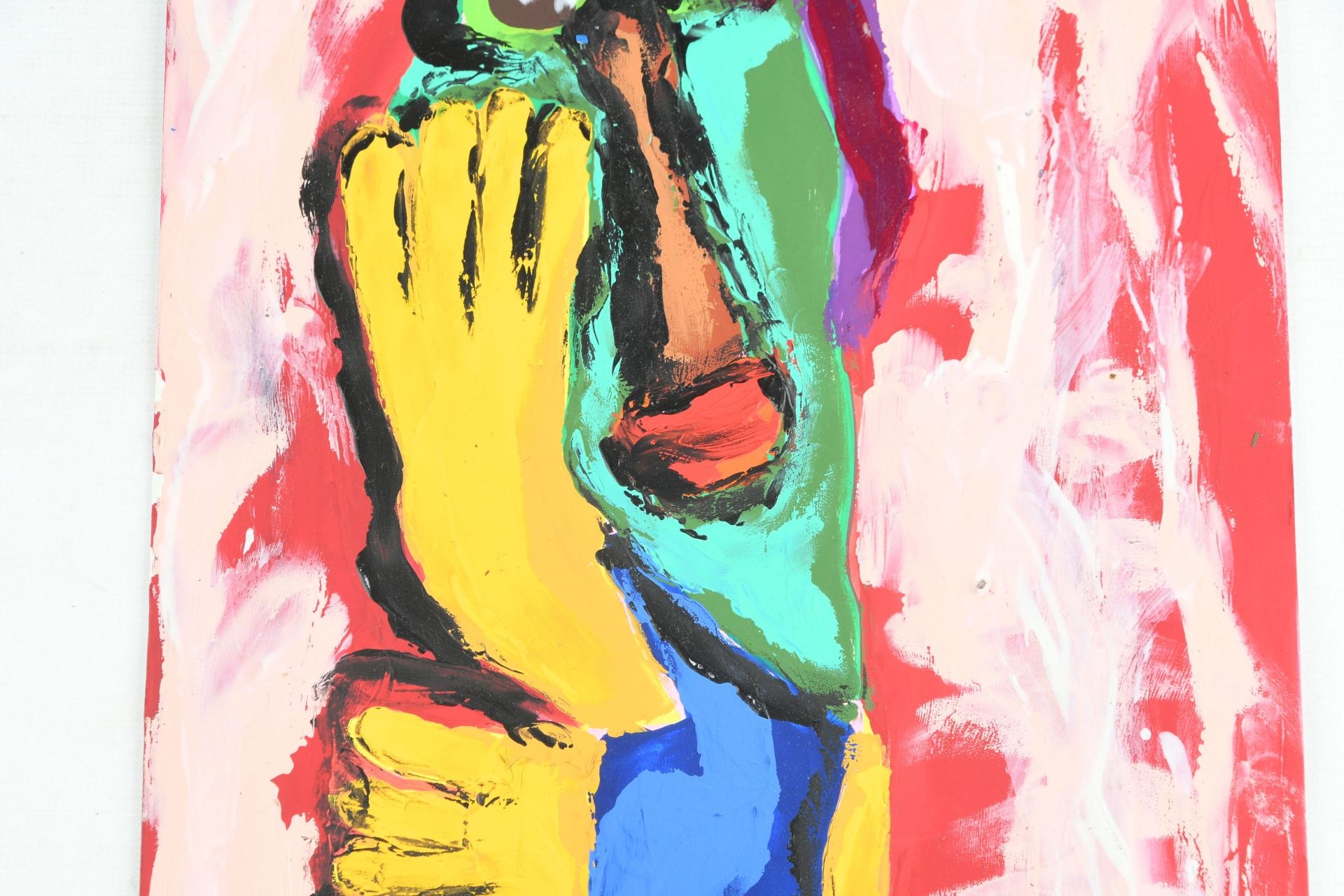 Artwork by Gérard Sendrey, personnage aux mains jaune, Made of Paint on paper