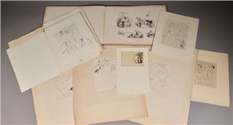 . Set of 23 original drypoints illustrating Alfred JARRY's work (several leaves missing) - Roger de Valerio