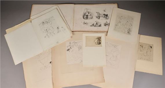 . Set of 23 original drypoints illustrating Alfred JARRY's work (several leaves missing) - Roger de Valerio