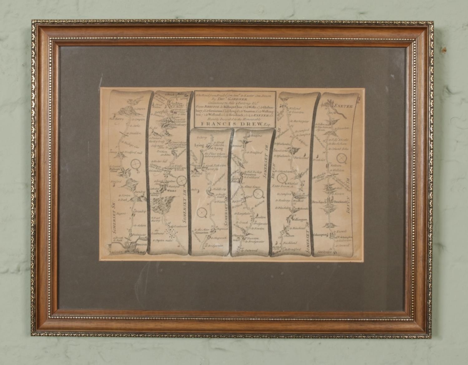 Thomas Gardner | A framed engraved road map by Thomas Gardner, from ...