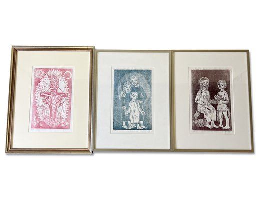 Three Helen Siegl Woodcut Prints by Helen Siegl