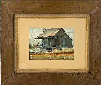 Rural homestead with figure - Robert Nickle
