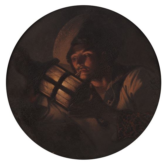 A figure with lantern by Joseph Wright of Derby