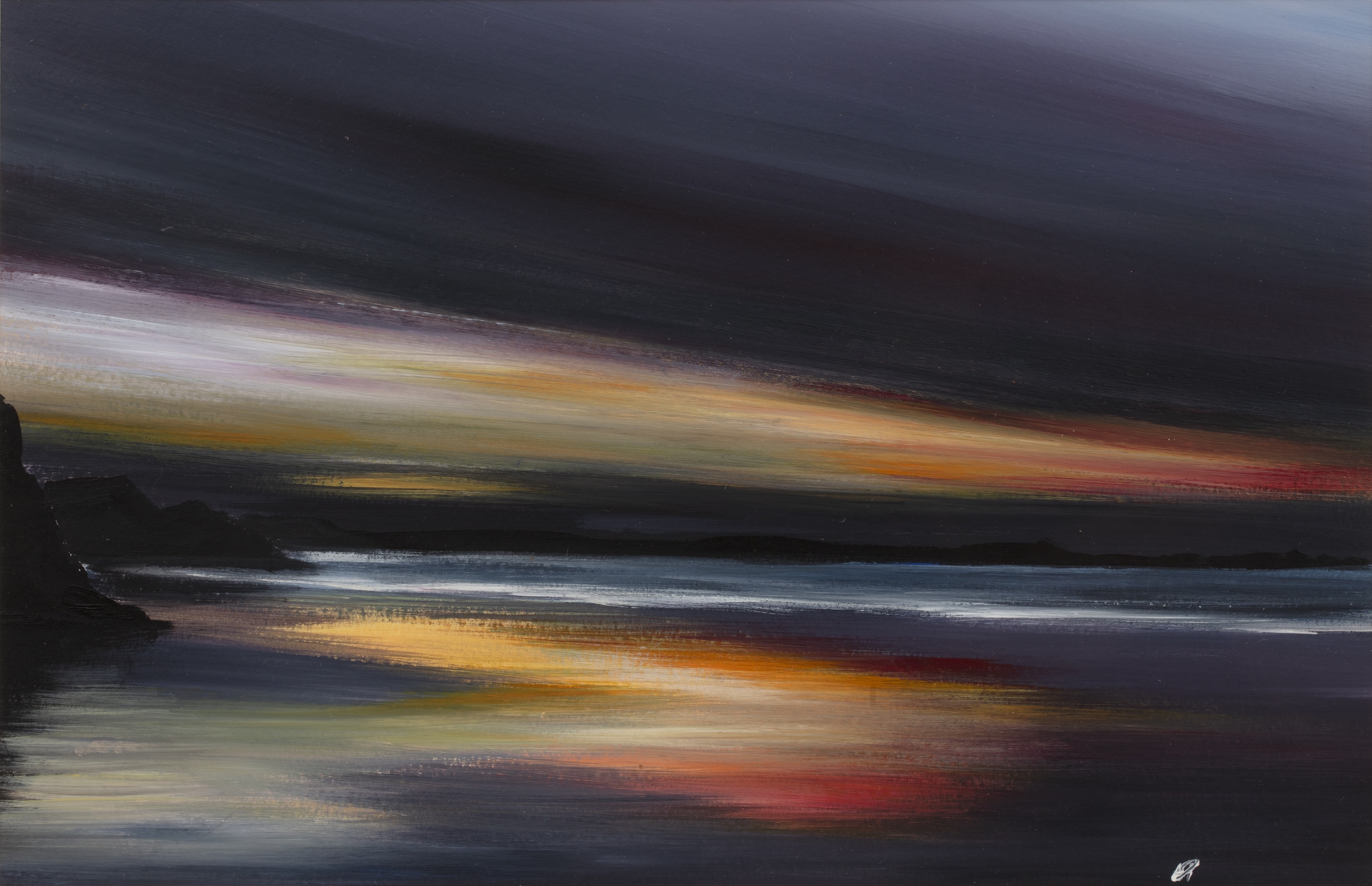 Artwork by Andy Pearce, Winter sunset at Watergate Bay, Made of acrylic