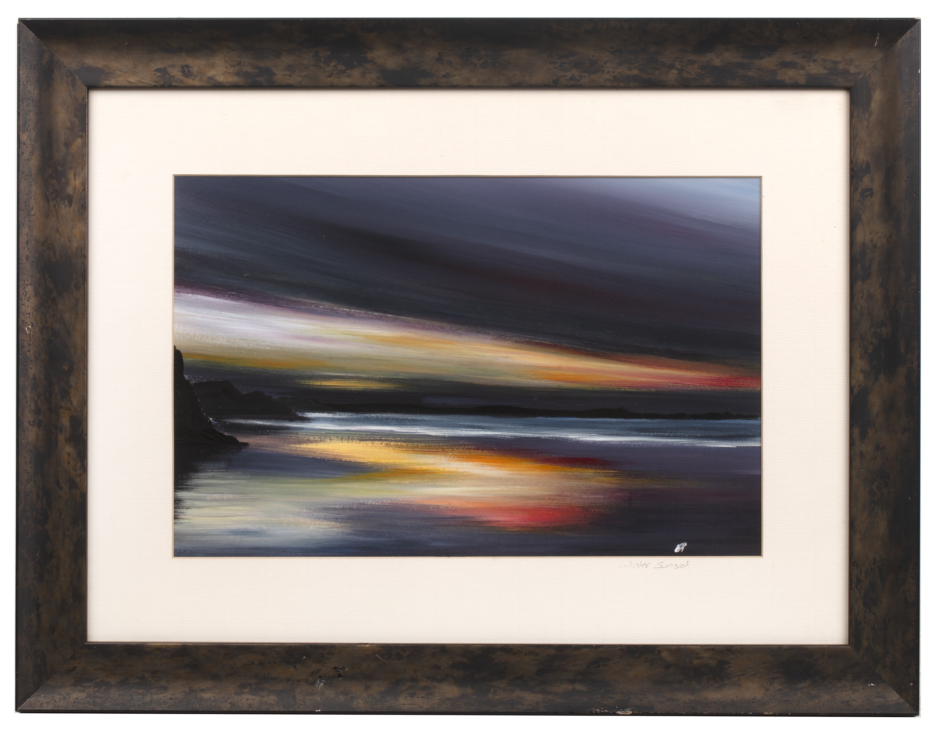 Artwork by Andy Pearce, Winter sunset at Watergate Bay, Made of acrylic