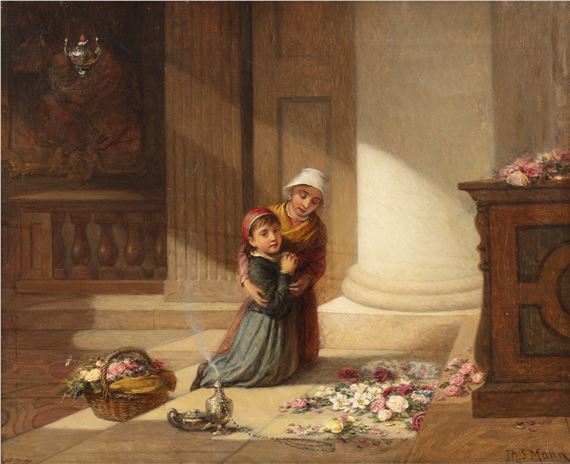 Prayer Time by Joshua Hargrave Samms Mann, dated 1877