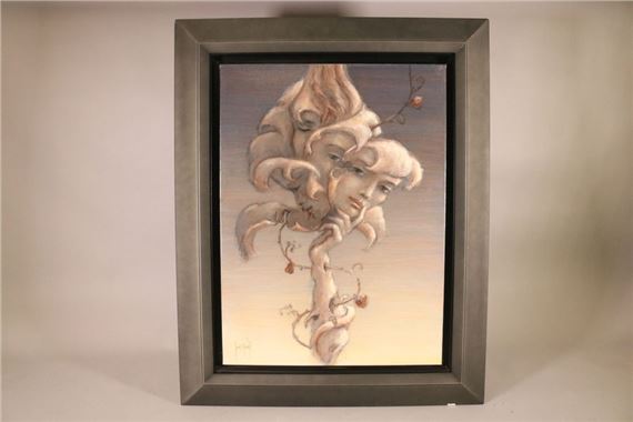 Pink masks Oil on canvas signed lower left 73 x 54 cm by Francis de Lassus Saint-Geniès