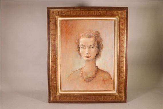 Portrait of a Lady with an Amber Necklace Oil on canvas signed lower right by Francis de Lassus Saint-Geniès