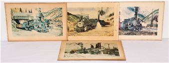four limited edition railway scene prints mounted on boards - Jan Rons