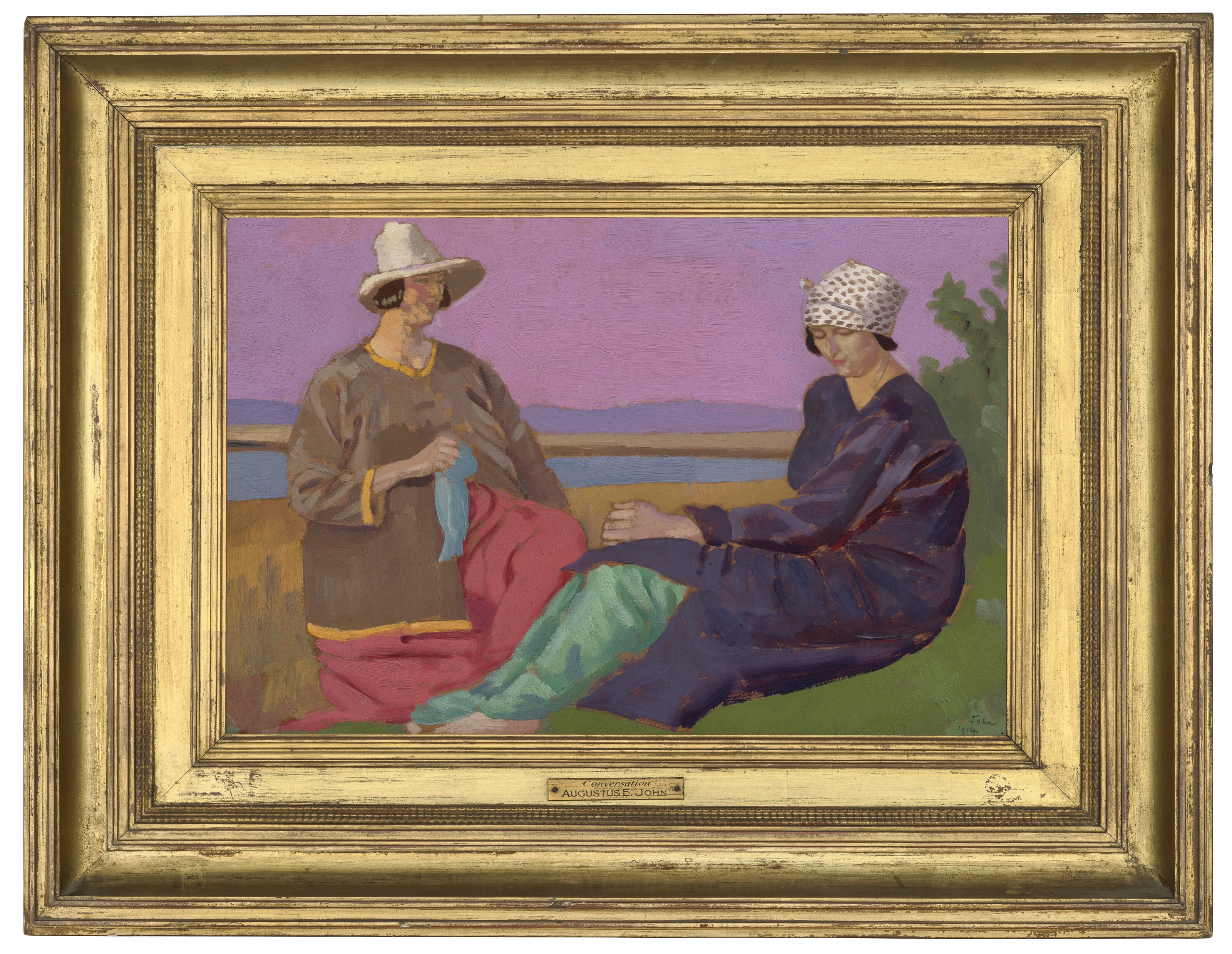 Artwork by Augustus Edwin John, An Afternoon in Dorset, Made of oil on panel