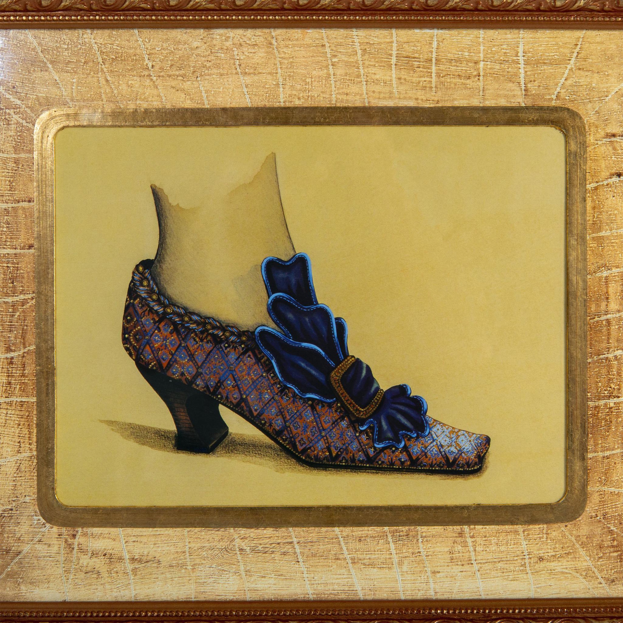 Artwork by Fiona Saunders, 3pc The Bombay Framed Art Print, Fashionable Footwear, Made of Print