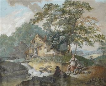figures by a water mill - Richard Sasse