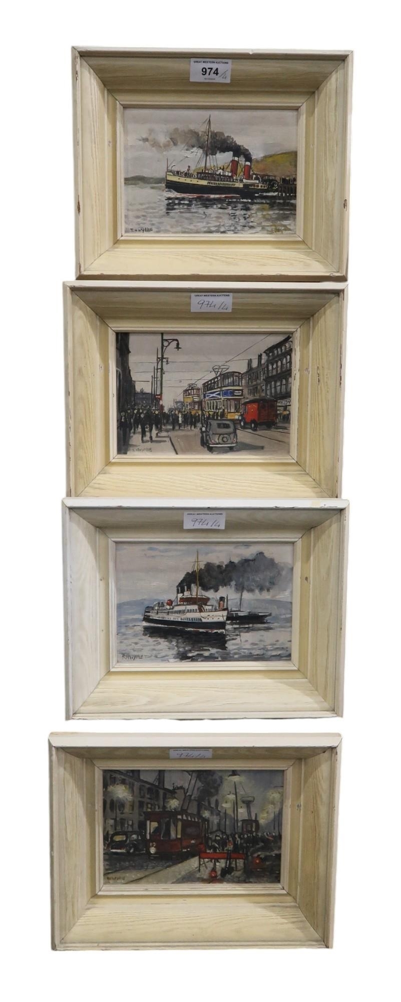 Artwork by Robin Harvey Wyllie, GLASGOW TRAMS AND STEAMERS, Made of oils on board
