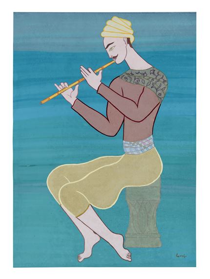 Joueur de Flûte (Flute Player) by Abdelaziz Gorgi, Executed in the early 1980s