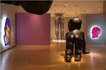 Monumental sculptures and irreverent artworks protest authority through satire and derision