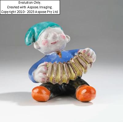 Artwork by Walter Bosse, Walter Bosse, an accordion player, Kufstein, c. 1924-37, Made of Ceramic, with polychrome glazes
