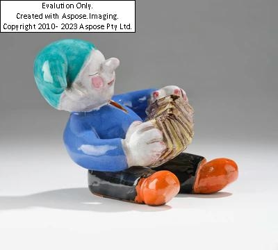 Artwork by Walter Bosse, Walter Bosse, an accordion player, Kufstein, c. 1924-37, Made of Ceramic, with polychrome glazes