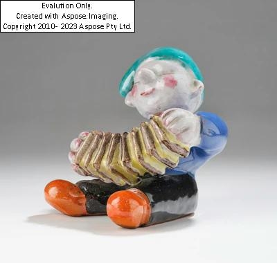 Artwork by Walter Bosse, Walter Bosse, an accordion player, Kufstein, c. 1924-37, Made of Ceramic, with polychrome glazes